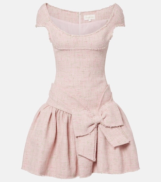 Bow-detail distressed tweed minidress | Shushu/Tong