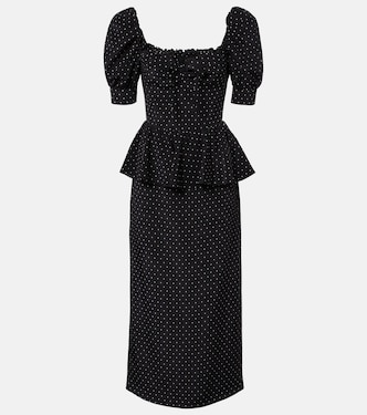 Polka-dot peplum silk midi dress | Alessandra Rich