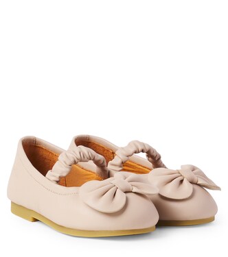 Mylah bow-detail leather ballet flats | Donsje