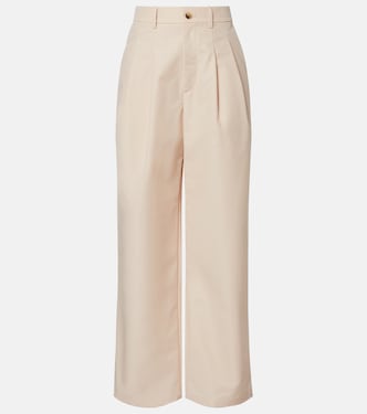 Pleated cotton-blend wide-leg pants | Wardrobe.NYC