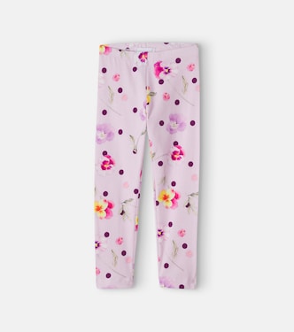 Floral polka-dot cotton-blend leggings | Monnalisa