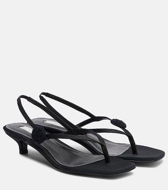 Floral-appliqué suede slingback sandals | Toteme