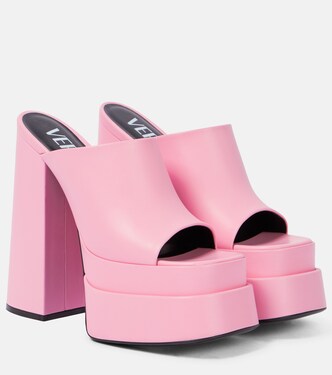 Leather peep-toe platform sandals | Versace