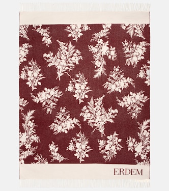 Floral jacquard wool-blend blanket | Erdem