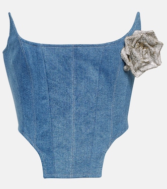 Verziertes Bustier-Top aus Denim | Giuseppe di Morabito