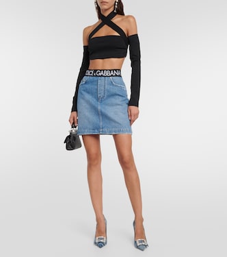 Logo denim miniskirt in blue - Dolce Gabbana | Mytheresa