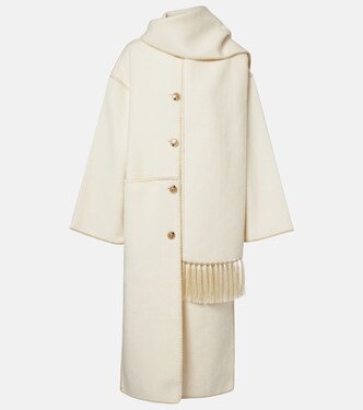 Fringed embroidered wool scarf coat | Toteme
