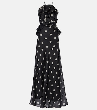 Crush polka-dot ruffled linen and silk gown | Zimmermann