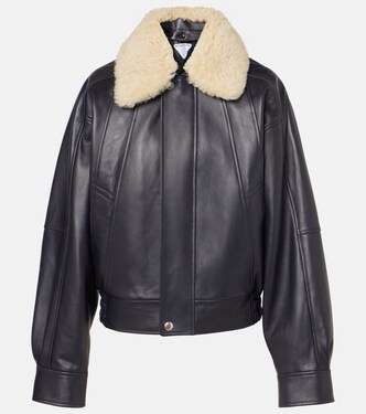 Shearling-trimmed leather blouson | Bottega Veneta