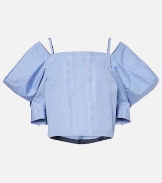 Striped cotton poplin top | Sacai