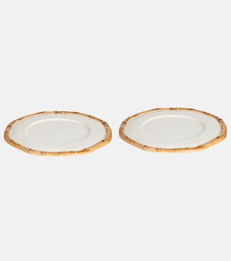 Bamboo set of 2 ceramic charger plates | Les-Ottomans