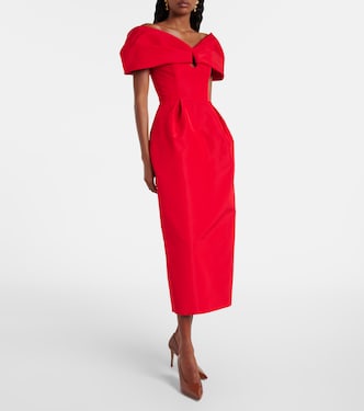 polka dot orange dress Boden Women's Amber Pleat Jersey Midi Dress in Brown