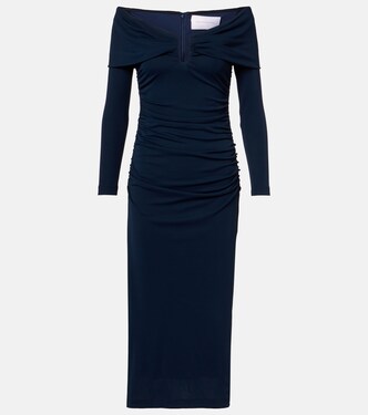 Off-shoulder ruched midi dress | Carolina Herrera