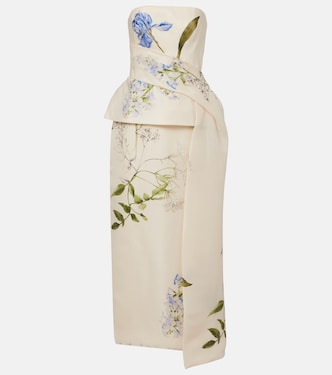 Draped floral silk cocktail dress | Monique Lhuillier
