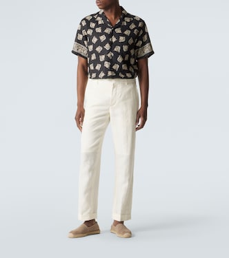 Printed linen shirt in black - Ralph Lauren Purple Label | Mytheresa