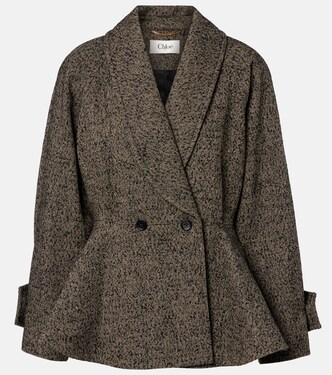 Herringbone peplum wool-blend coat | Chloé