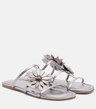Sandalias de piel metalizada florales | Zimmermann