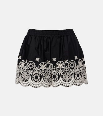 Pull-Up embroidered cotton shorts | La DoubleJ