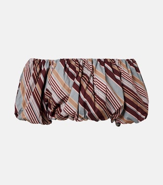 Striped off-shoulder cotton-blend crop top | Adriana Degreas