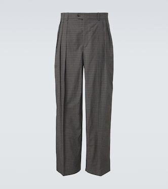 Baxter checked pleated cotton straight pants | Calvin Klein Collection