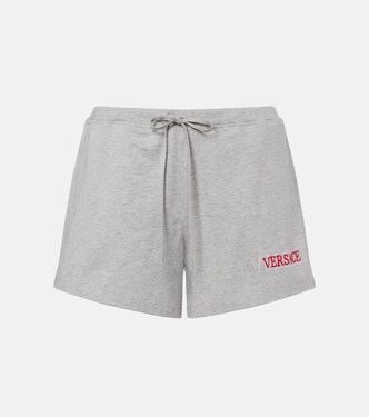 Logo cotton jersey shorts | Versace