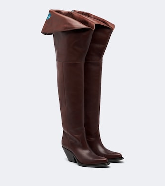 Azelan floral leather over-the-knee boots | Chloé