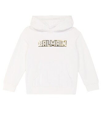 Sweat-shirt à capuche en coton à logo | Balmain Kids