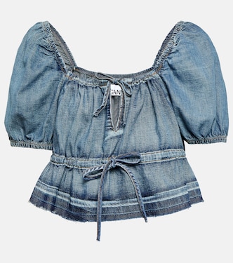 Cropped-Top aus Denim | Ganni