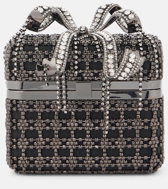Bow-detail crystal-embellished shoulder bag | Self-Portrait