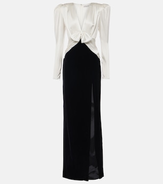 Bow-detail satin and velvet maxi dress | Alessandra Rich