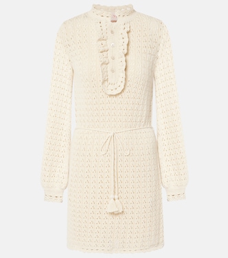 Vestido corto en punto calado de algodón | Valentino