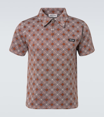 Jacquard silk piqué polo shirt | Miu Miu