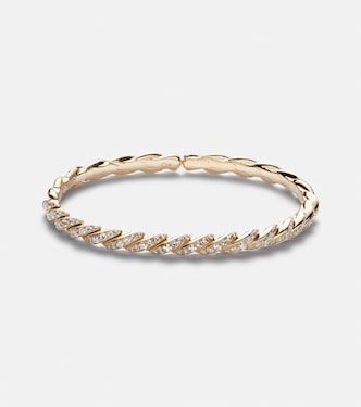 Sculpted Cable Flex® 18kt gold bracelet with diamonds | David Yurman