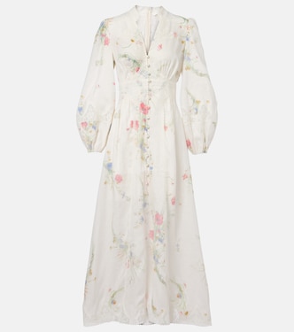 Lucky floral linen lace maxi dress | Zimmermann
