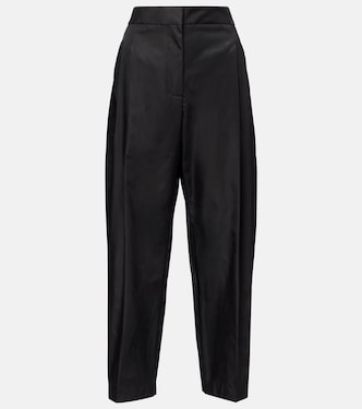 Cropped high-rise satin tapered pants | Alaïa