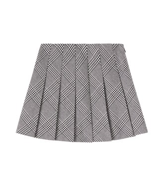 Houndstooth pleated wool-blend skirt | Self-Portrait Kids
