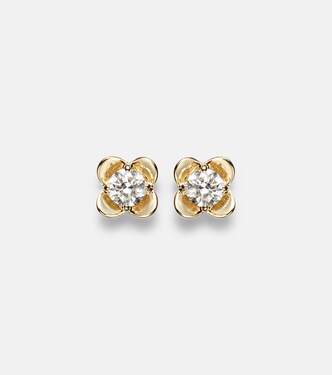 Ohrringe Clover Mini aus 14kt Gelbgold (585/1000) mit Diamanten | Stone and Strand