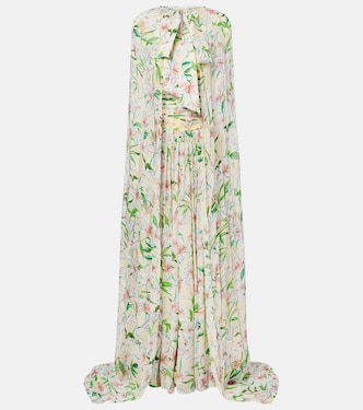 Draped floral caped gown | Là Fuori