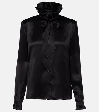 Blusa de satén de seda con lazo | Gucci