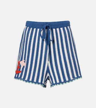 Crochet striped cotton shorts | Alémais
