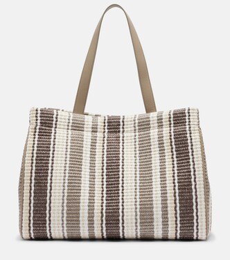 Monili Medium striped raffia tote bag | Brunello Cucinelli