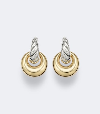 Sculpted Cable sterling silver and 14kt gold drop earrings | David Yurman