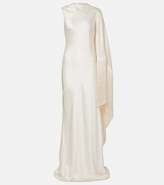 Robe aus Satin mit Cape | Self-Portrait