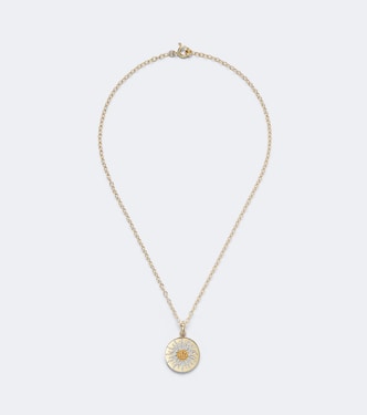 Mini Roi Soleil 18kt gold pendant necklace with diamonds and citrines | Yvonne Léon