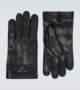 Leather gloves with logo | Prada