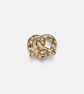 Boucle d'oreille unique Pretzel en or 14 ct et diamants | Sydney Evan