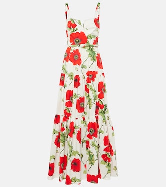 Robe longue en coton mélangé à fleurs | Oscar de la Renta