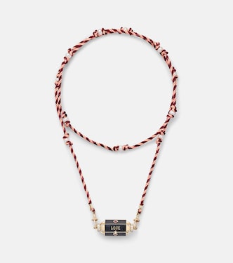 Halskette Love Is Blind mit 18kt Gelbgold, Diamanten, Rubinen und Süßwasserperlen | Marie Lichtenberg