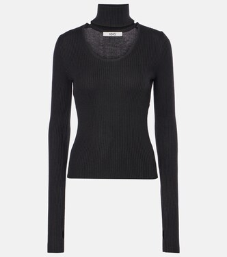 Cutout ribbed-knit turtleneck top | Didu