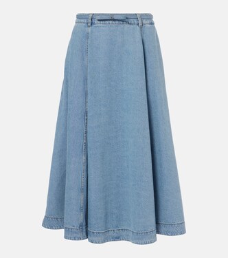 Crush Denim Full flared midi skirt | Zimmermann